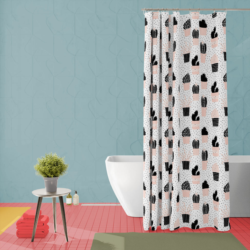 Plants Pattern D1 Washable Waterproof Shower Curtain-Shower Curtains-CUR_SH_EL-IC 5008201 IC 5008201, Abstract Expressionism, Abstracts, Ancient, Black and White, Botanical, Decorative, Digital, Digital Art, Dots, Floral, Flowers, Graphic, Historical, Illustrations, Medieval, Modern Art, Nature, Patterns, Retro, Scandinavian, Semi Abstract, Signs, Signs and Symbols, Vintage, White, plants, pattern, d1, washable, waterproof, shower, curtain, cactus, abstract, backdrop, background, cacti, card, cool, creative
