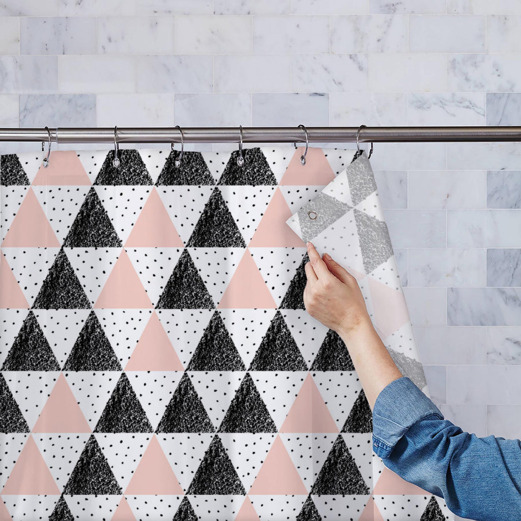 Geometric Elements D12 Washable Waterproof Shower Curtain-Shower Curtains-CUR_SH_EL-IC 5008202 IC 5008202, Abstract Expressionism, Abstracts, Ancient, Black and White, Decorative, Digital, Digital Art, Dots, Geometric, Geometric Abstraction, Graphic, Historical, Illustrations, Medieval, Modern Art, Patterns, Retro, Semi Abstract, Signs, Signs and Symbols, Triangles, Vintage, White, elements, d12, washable, waterproof, shower, curtain, abstract, background, card, color, cool, creative, decor, decoration, des