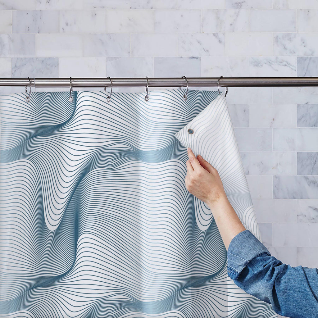 Abstract Wavy Lines D1 Washable Waterproof Shower Curtain - Shower Curtains - ArtzFolio.com