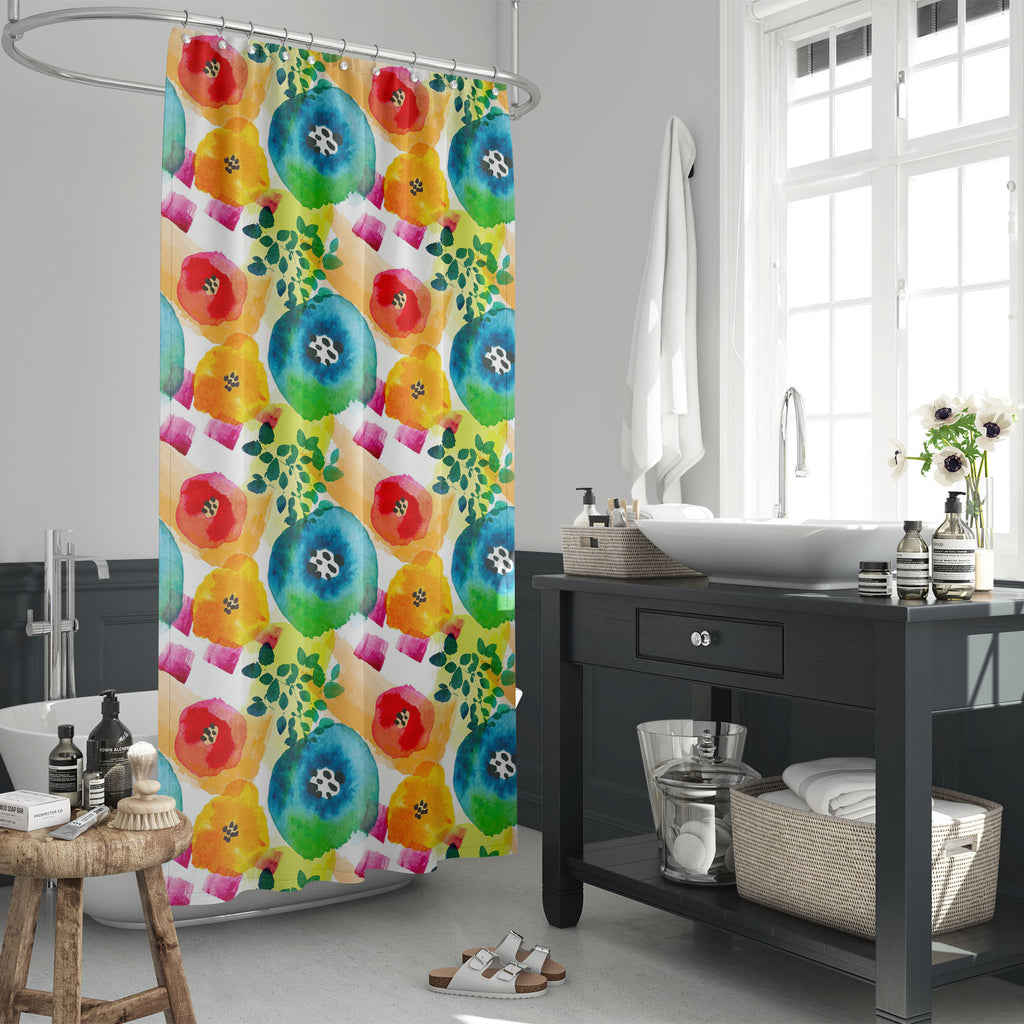 Watercolor Floral Pattern D2 Washable Waterproof Shower Curtain-Shower Curtains-CUR_SH_EL-IC 5008227 IC 5008227, Abstract Expressionism, Abstracts, Ancient, Botanical, Drawing, Floral, Flowers, Historical, Illustrations, Medieval, Modern Art, Nature, Patterns, Retro, Scenic, Semi Abstract, Signs, Signs and Symbols, Tropical, Vintage, Watercolour, watercolor, pattern, d2, washable, waterproof, shower, curtain, abstract, backdrop, background, beautiful, bloom, blossom, branch, colorful, decoration, design, fa
