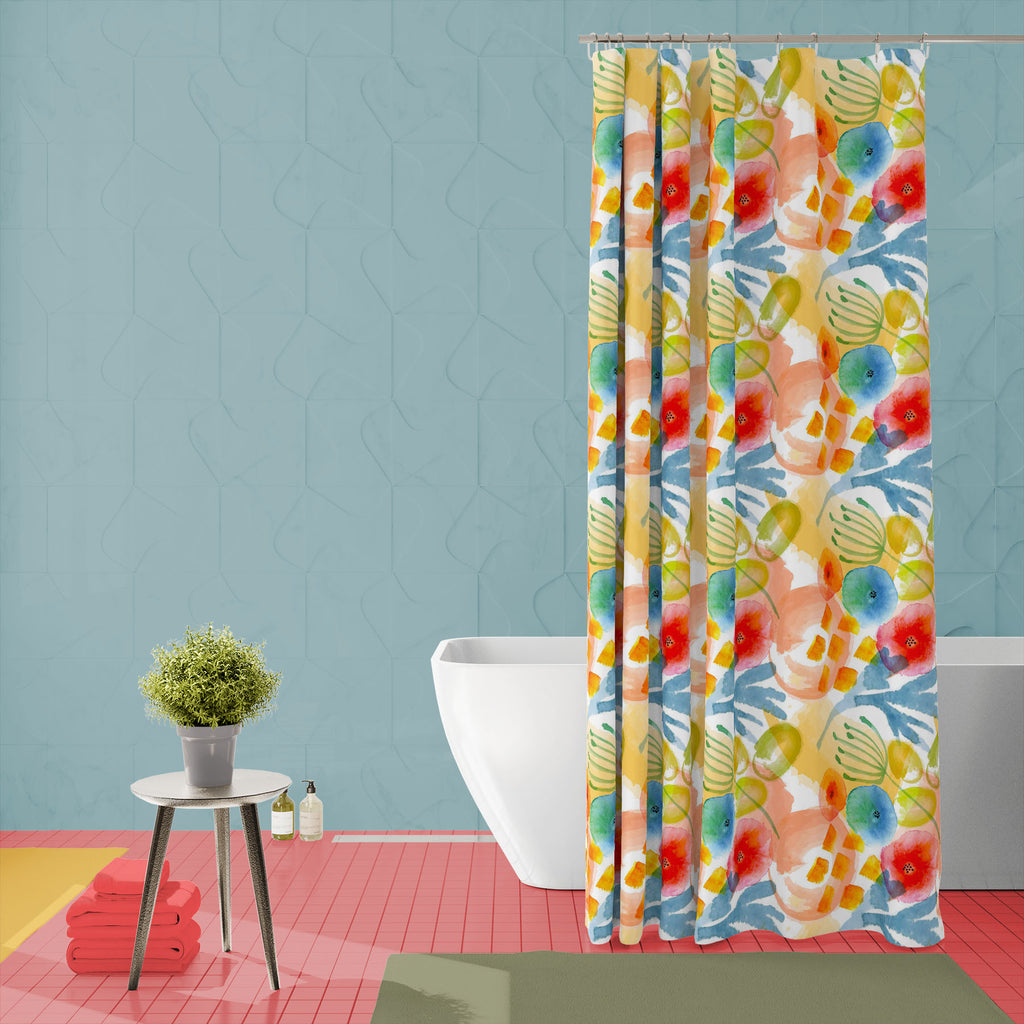 Modern Floral Art D2 Washable Waterproof Shower Curtain-Shower Curtains-CUR_SH_EL-IC 5008230 IC 5008230, Abstract Expressionism, Abstracts, Ancient, Botanical, Drawing, Floral, Flowers, Historical, Illustrations, Medieval, Modern Art, Nature, Patterns, Retro, Scenic, Semi Abstract, Signs, Signs and Symbols, Tropical, Vintage, Watercolour, modern, art, d2, washable, waterproof, shower, curtain, abstract, backdrop, background, beautiful, bloom, blossom, branch, colorful, decoration, design, fabric, field, flo