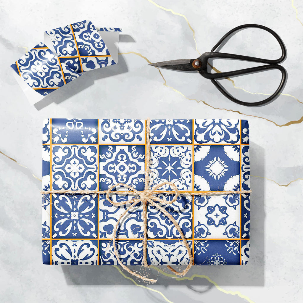 Blue & White Moroccan Art & Craft Gift Wrapping Paper-Wrapping Papers-WRP_PP-IC 5008231 IC 5008231, Allah, Ancient, Arabic, Aztec, Black and White, Botanical, Culture, Decorative, Ethnic, Floral, Flowers, Historical, Illustrations, Indian, Islam, Medieval, Moroccan, Nature, Patterns, Pets, Portuguese, Renaissance, Spanish, Traditional, Tribal, Vintage, White, World Culture, blue, art, craft, gift, wrapping, paper, arabesque, azulejo, background, border, carpet, ceramic, cover, curly, fabric, floor, glazed, 
