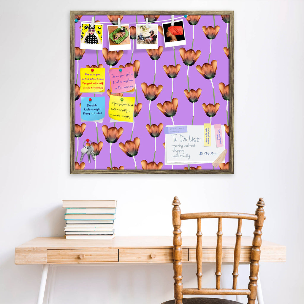 3D Tulips Pattern D1 Bulletin Board Notice Pin Board Soft Board | Framed - Bulletin Boards Framed - ArtzFolio.com