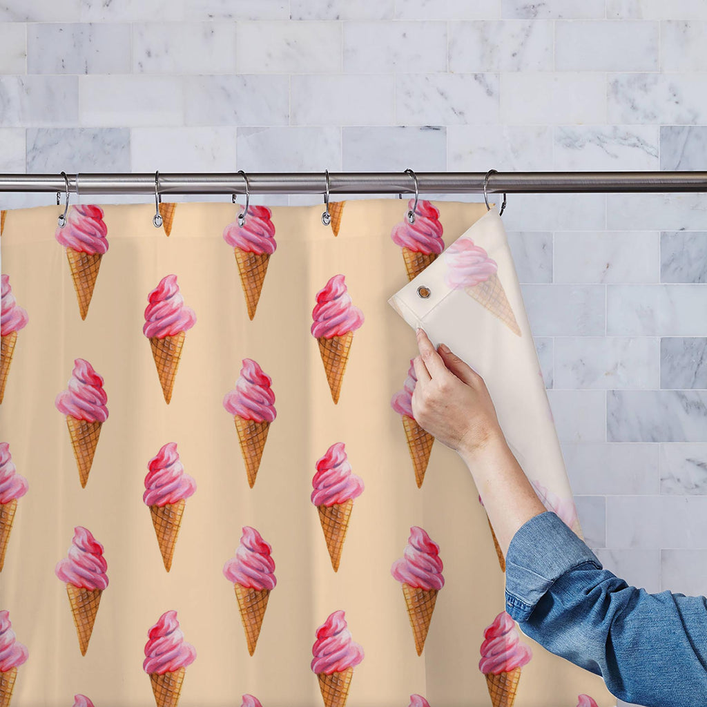 Watercolor Ice Cream D1 Washable Waterproof Shower Curtain-Shower Curtains-CUR_SH_EL-IC 5008254 IC 5008254, Art and Paintings, Black and White, Cuisine, Drawing, Food, Food and Beverage, Food and Drink, Illustrations, Paintings, Patterns, Sketches, Watercolour, White, watercolor, ice, cream, d1, washable, waterproof, shower, curtain, candy, classic, cold, colore, cone, creamy, dairy, delicious, dessert, drawn, freeze, hand, illustration, isolated, painting, paper, pattern, product, raster, refreshing, refre