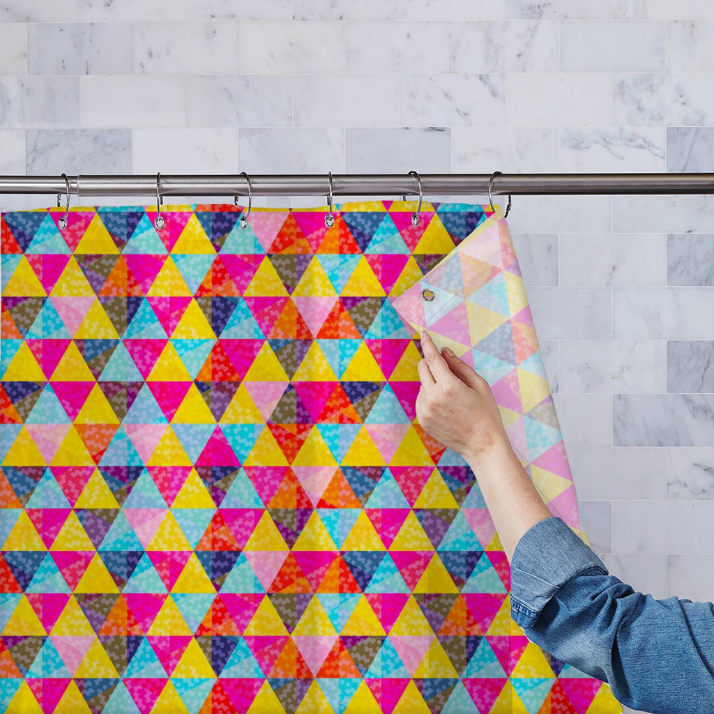 Abstract Geometric Triangles D2 Washable Waterproof Shower Curtain - Shower Curtains - ArtzFolio.com