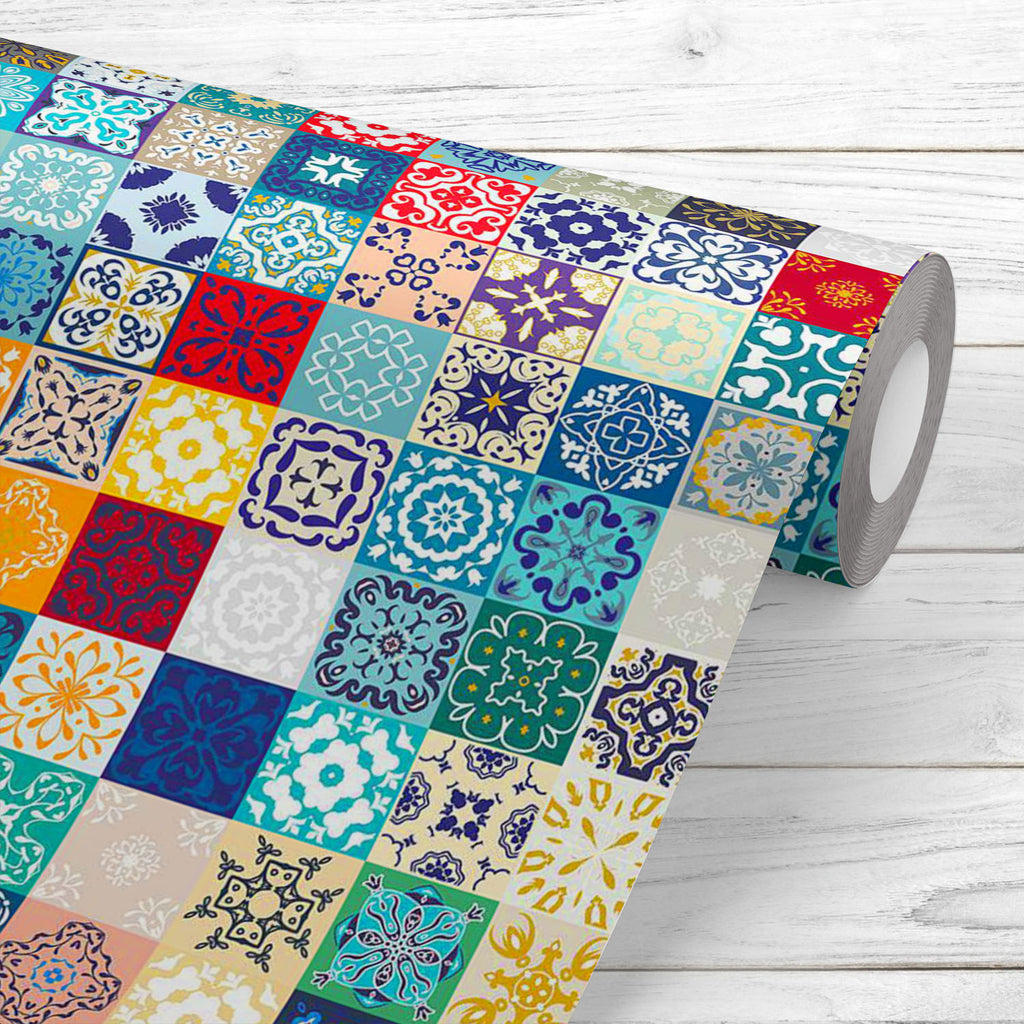 Moroccan Ornaments Pattern Wallpaper Roll-Wallpapers Peel & Stick-WAL_PA-IC 5008256 IC 5008256, Ancient, Aztec, Culture, Damask, Decorative, Ethnic, Historical, Medieval, Moroccan, Patterns, Portuguese, Retro, Signs, Signs and Symbols, Spanish, Traditional, Tribal, Vintage, World Culture, ornaments, pattern, wallpaper, roll, tile, tiles, mosaic, patchwork, talavera, square, fabric, seamless, floor, arabesque, azulejo, background, blue, border, ceramic, colorful, cover, curly, decoration, design, drawn, elem