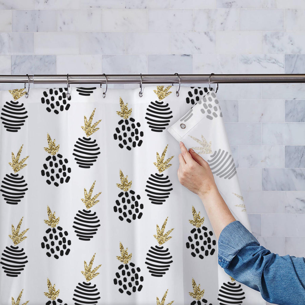 Minimalistic Pineapple Washable Waterproof Shower Curtain-Shower Curtains-CUR_SH_EL-IC 5008259 IC 5008259, Abstract Expressionism, Abstracts, Art and Paintings, Black, Black and White, Decorative, Digital, Digital Art, Fashion, Graphic, Illustrations, Modern Art, Patterns, Scandinavian, Semi Abstract, Signs, Signs and Symbols, Vintage, White, Metallic, minimalistic, pineapple, washable, waterproof, shower, curtain, pattern, abstract, ananas, art, backdrop, background, brush, card, chic, creative, decoration