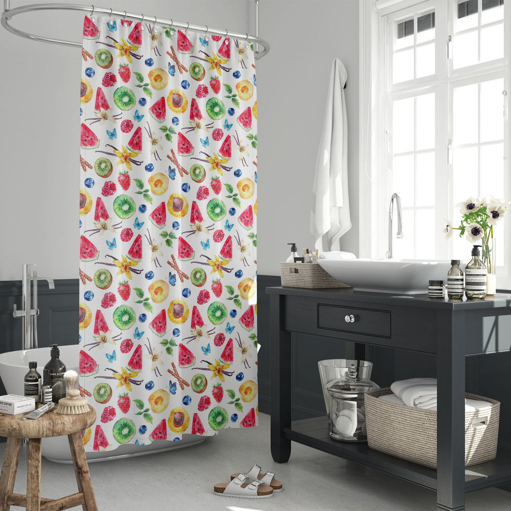 Watercolor Tropical Fruits D1 Washable Waterproof Shower Curtain-Shower Curtains-CUR_SH_EL-IC 5008262 IC 5008262, Ancient, Art and Paintings, Black and White, Botanical, Cuisine, Floral, Flowers, Food, Food and Beverage, Food and Drink, Fruit and Vegetable, Fruits, Health, Historical, Illustrations, Medieval, Nature, Patterns, Scenic, Sketches, Tropical, Vintage, Watercolour, White, watercolor, d1, washable, waterproof, shower, curtain, art, autumn, background, berry, botany, card, decoration, dessert, exot