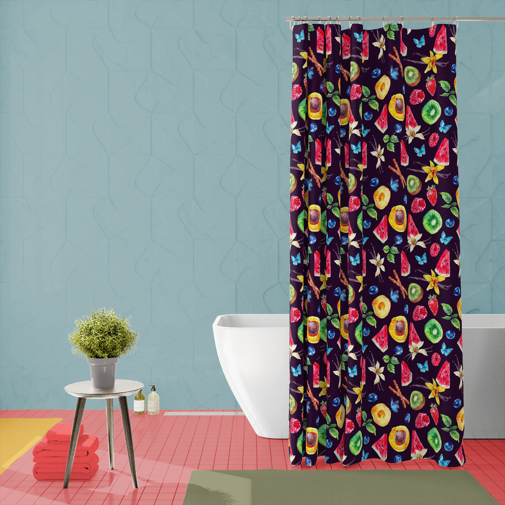 Watercolor Tropical Fruits D3 Washable Waterproof Shower Curtain-Shower Curtains-CUR_SH_EL-IC 5008264 IC 5008264, Ancient, Art and Paintings, Black, Black and White, Botanical, Cuisine, Floral, Flowers, Food, Food and Beverage, Food and Drink, Fruit and Vegetable, Fruits, Health, Historical, Illustrations, Medieval, Nature, Patterns, Scenic, Sketches, Tropical, Vintage, Watercolour, watercolor, d3, washable, waterproof, shower, curtain, art, autumn, background, berry, botany, card, decoration, dessert, exot