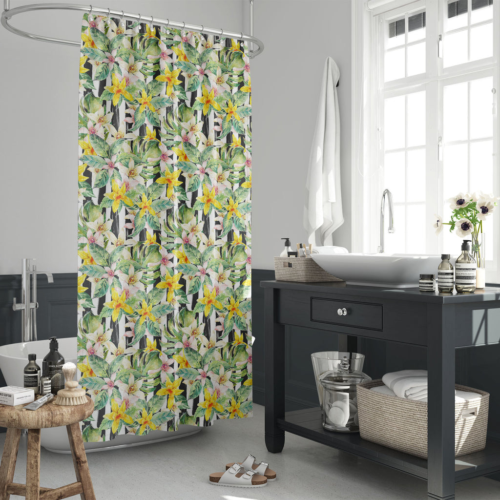 Watercolor Floral Leaves D1 Washable Waterproof Shower Curtain-Shower Curtains-CUR_SH_EL-IC 5008271 IC 5008271, Abstract Expressionism, Abstracts, Ancient, Art and Paintings, Black and White, Botanical, Fashion, Floral, Flowers, Hawaiian, Historical, Illustrations, Medieval, Nature, Paintings, Patterns, Scenic, Semi Abstract, Tropical, Vintage, Watercolour, White, watercolor, leaves, d1, washable, waterproof, shower, curtain, abstract, aloha, art, background, banana, beach, decoration, drawn, exotic, flower