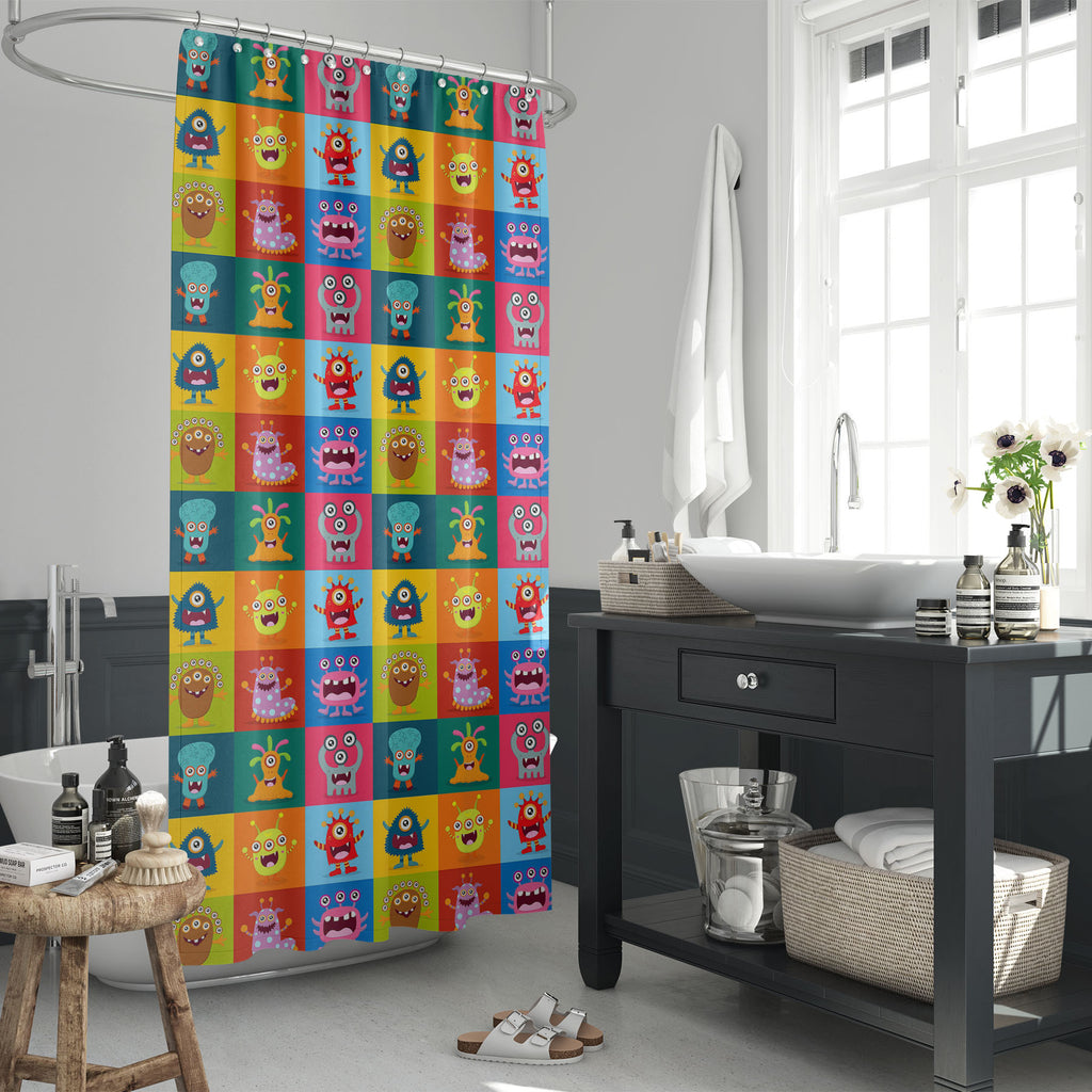 Kids Monster D2 Washable Waterproof Shower Curtain-Shower Curtains-CUR_SH_EL-IC 5008277 IC 5008277, Animals, Animated Cartoons, Art and Paintings, Baby, Birthday, Caricature, Cartoons, Children, Digital, Digital Art, Festivals and Occasions, Festive, Graphic, Illustrations, Kids, Patterns, Signs, Signs and Symbols, monster, d2, washable, waterproof, shower, curtain, alien, animal, anniversary, background, banner, card, invitation, party, boy, cartoon, celebration, clip, art, cover, creature, cute, decoratio