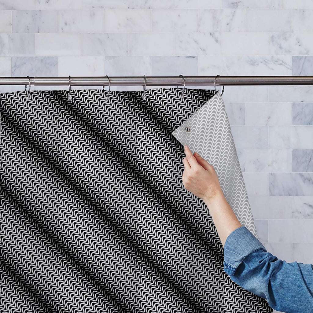 3D Wavy Diagonal Washable Waterproof Shower Curtain - Shower Curtains - ArtzFolio.com