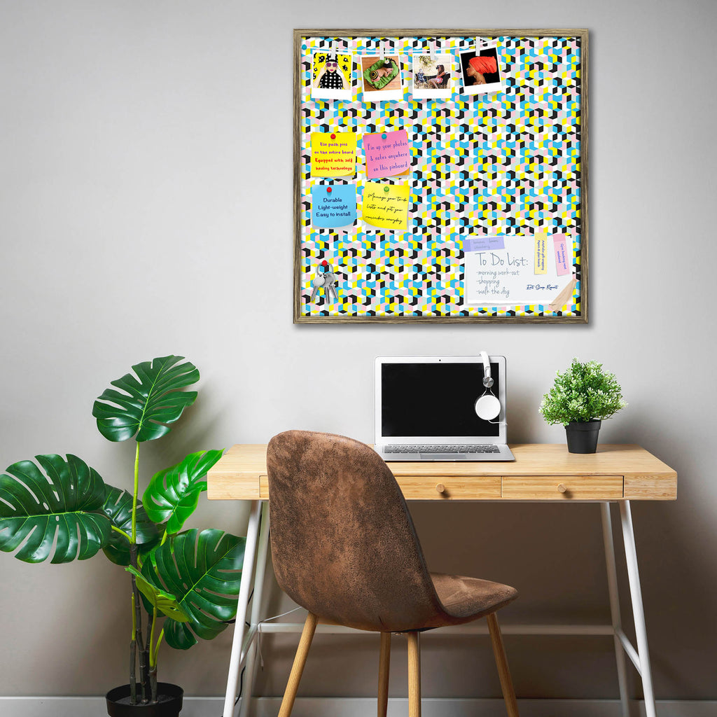 3D Geometric Cubes D3 Bulletin Board Notice Pin Board Soft Board | Framed - Bulletin Boards Framed - ArtzFolio.com