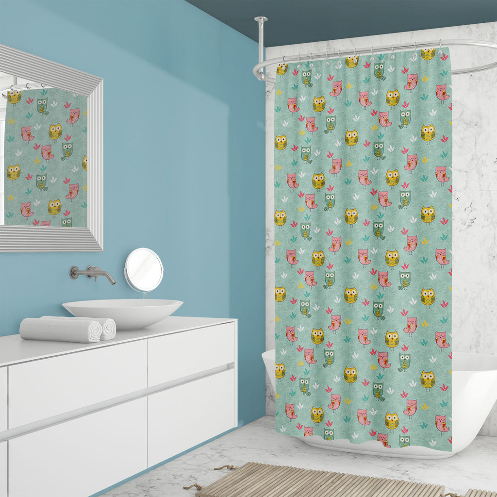 Owl and Flowers D1 Washable Waterproof Shower Curtain-Shower Curtains-CUR_SH_EL-IC 5008333 IC 5008333, Ancient, Animals, Animated Cartoons, Art and Paintings, Baby, Birds, Botanical, Caricature, Cartoons, Children, Digital, Digital Art, Drawing, Floral, Flowers, Graphic, Historical, Illustrations, Kids, Medieval, Modern Art, Nature, Patterns, Retro, Scenic, Signs, Signs and Symbols, Vintage, owl, and, d1, washable, waterproof, shower, curtain, adorable, animal, art, backdrop, background, bird, cartoon, char