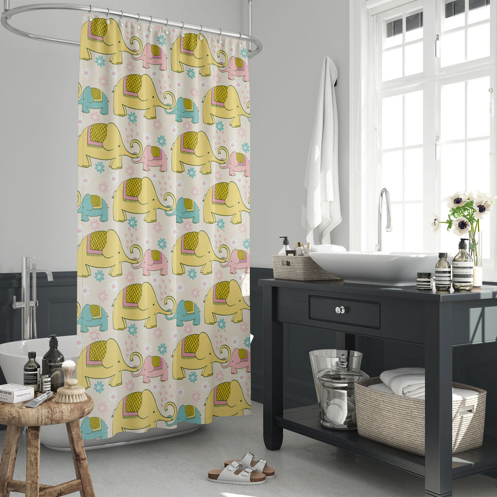 Cartoon Elephant D1 Washable Waterproof Shower Curtain-Shower Curtains-CUR_SH_EL-IC 5008340 IC 5008340, Animals, Animated Cartoons, Art and Paintings, Baby, Botanical, Caricature, Cartoons, Children, Decorative, Digital, Digital Art, Drawing, Floral, Flowers, Graphic, Hand Drawn, Illustrations, Indian, Kids, Love, Modern Art, Nature, Patterns, Retro, Romance, Scenic, Signs, Signs and Symbols, Wildlife, cartoon, elephant, d1, washable, waterproof, shower, curtain, animal, art, backdrop, background, card, chi