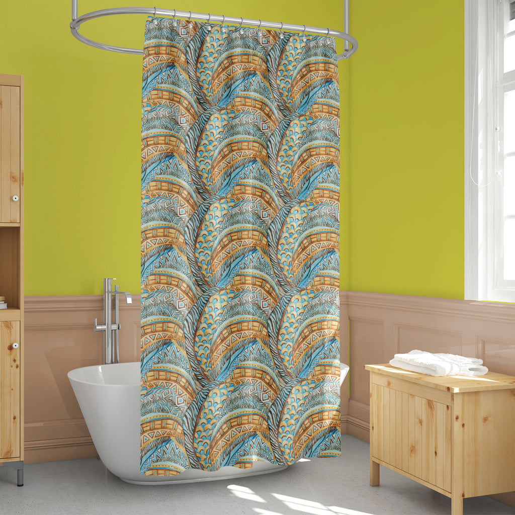 Ethnic African Pattern Washable Waterproof Shower Curtain-Shower Curtains-CUR_SH_EL-IC 5008347 IC 5008347, Abstract Expressionism, Abstracts, African, Ancient, Art and Paintings, Botanical, Culture, Decorative, Digital, Digital Art, Ethnic, Fashion, Festivals and Occasions, Festive, Floral, Flowers, Folk Art, Geometric, Geometric Abstraction, Graphic, Historical, Indian, Medieval, Nature, Patterns, Pets, Retro, Semi Abstract, Signs, Signs and Symbols, Traditional, Triangles, Tribal, Vintage, Watercolour, Wo