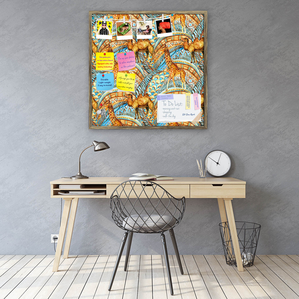 African Camel & Giraffe Bulletin Board Notice Pin Board Soft Board | Framed - Bulletin Boards Framed - ArtzFolio.com