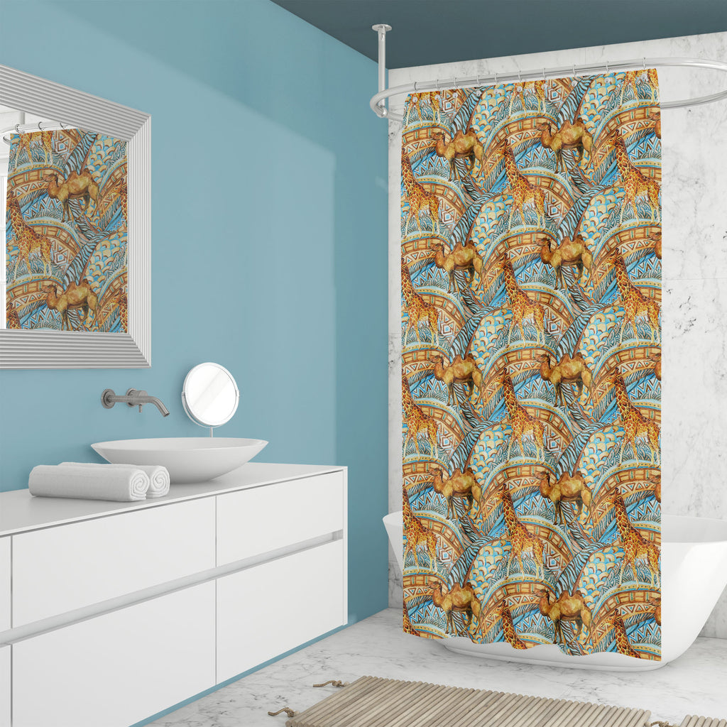 African Camel & Giraffe Washable Waterproof Shower Curtain - Shower Curtains - ArtzFolio.com