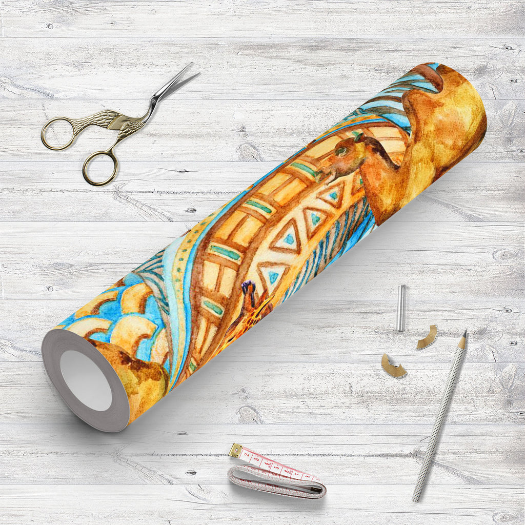 African Camel & Giraffe Wallpaper Roll - Wallpapers Peel & Stick - ArtzFolio.com