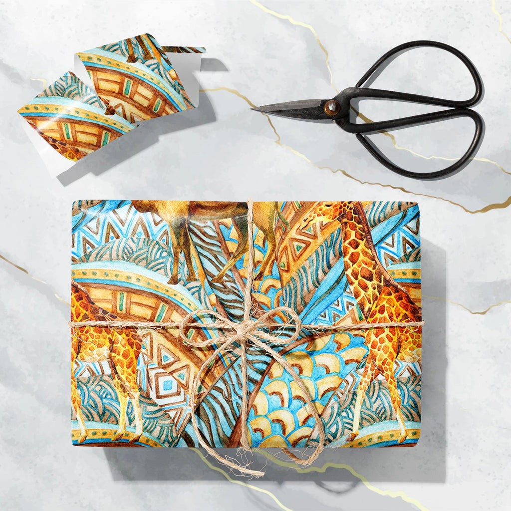 African Camel & Giraffe Art & Craft Gift Wrapping Paper - Wrapping Papers - ArtzFolio.com