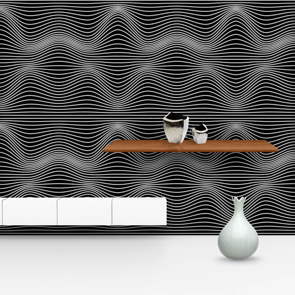 Black & White 3D Waves Wallpaper Roll-Wallpapers Peel & Stick-WAL_PA-IC 5008362 IC 5008362, Abstract Expressionism, Abstracts, Art and Paintings, Black, Black and White, Digital, Digital Art, Geometric, Geometric Abstraction, Graphic, Illustrations, Patterns, Semi Abstract, Stripes, White, 3d, waves, wallpaper, roll, abstract, art, asymmetry, back, backdrop, background, billow, bw, curve, curvy, deformed, endless, gray, illustration, irregular, lines, minimal, miscellaneous, op, optical, parallel, patern, p