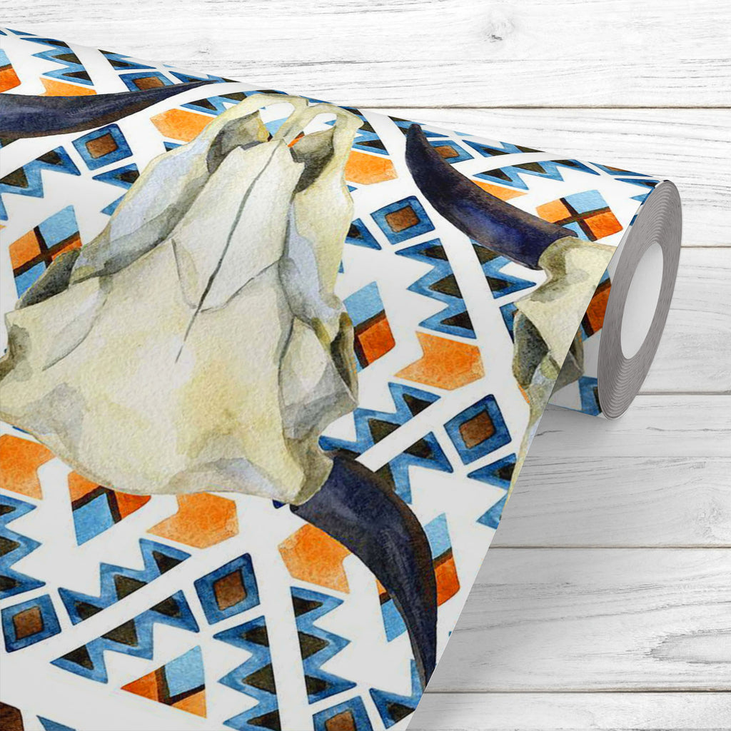 Buffalo Skull D1 Wallpaper Roll-Wallpapers Peel & Stick-WAL_PA-IC 5008390 IC 5008390, Abstract Expressionism, Abstracts, American, Ancient, Art and Paintings, Aztec, Culture, Decorative, Diamond, Digital, Digital Art, Ethnic, Fashion, Folk Art, Geometric, Geometric Abstraction, Graphic, Historical, Illustrations, Indian, Medieval, Mexican, Patterns, Semi Abstract, Signs, Signs and Symbols, Stripes, Traditional, Triangles, Tribal, Vintage, Watercolour, World Culture, buffalo, skull, d1, wallpaper, roll, abst