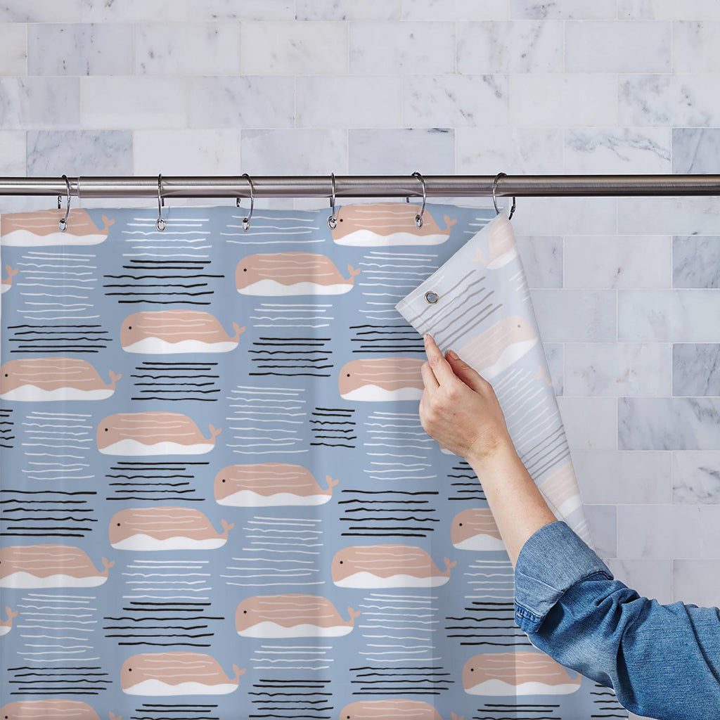 Whales & Marine Washable Waterproof Shower Curtain-Shower Curtains-CUR_SH_EL-IC 5008394 IC 5008394, Animated Cartoons, Art and Paintings, Baby, Caricature, Cartoons, Children, Decorative, Drawing, Hand Drawn, Hearts, Illustrations, Kids, Love, Minimalism, Nautical, Patterns, Romance, Signs, Signs and Symbols, Symbols, Wildlife, whales, marine, washable, waterproof, shower, curtain, art, backdrop, background, cartoon, childish, cute, decoration, design, doodle, element, fabric, fish, funny, gray, hand, drawn