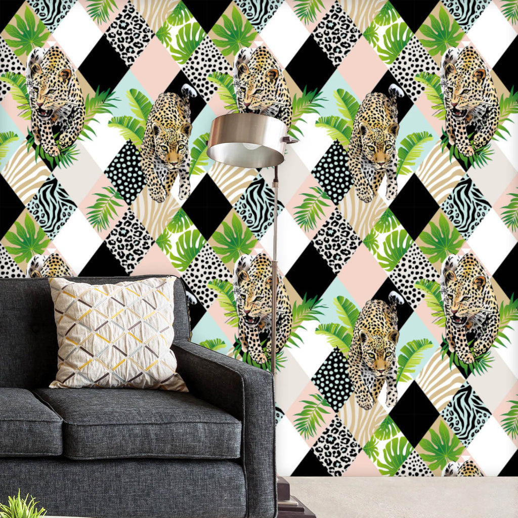 Tropical Palm Leaves & Leopard Wallpaper Roll-Wallpapers Peel & Stick-WAL_PA-IC 5008399 IC 5008399, Abstract Expressionism, Abstracts, Animals, Art and Paintings, Botanical, Culture, Decorative, Digital, Digital Art, Drawing, Ethnic, Floral, Flowers, Graphic, Hawaiian, Illustrations, Nature, Patterns, Scenic, Semi Abstract, Signs, Signs and Symbols, Traditional, Tribal, Tropical, World Culture, palm, leaves, leopard, wallpaper, roll, abstract, animal, art, background, beach, beautiful, branch, brazil, cat, 