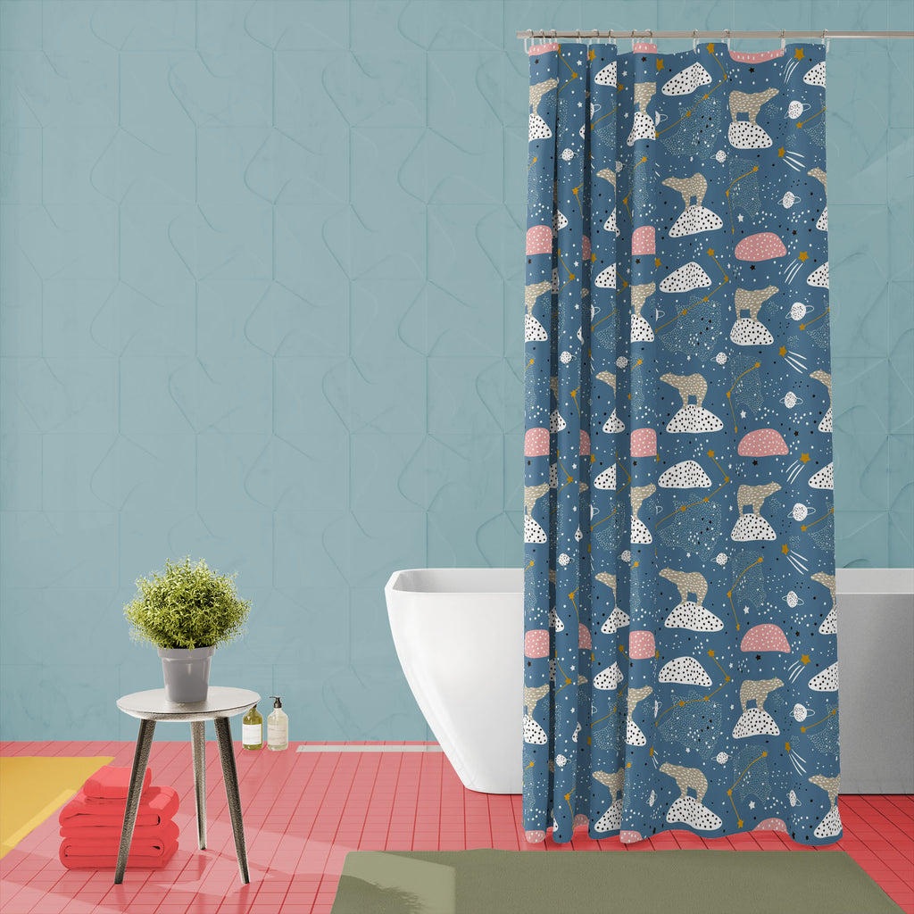Polar Bears & Constellations D3 Washable Waterproof Shower Curtain-Shower Curtains-CUR_SH_EL-IC 5008406 IC 5008406, Animated Cartoons, Art and Paintings, Baby, Black, Black and White, Caricature, Cartoons, Children, Decorative, Drawing, Hand Drawn, Illustrations, Kids, Minimalism, Patterns, Scandinavian, Signs, Signs and Symbols, Space, White, polar, bears, constellations, d3, washable, waterproof, shower, curtain, art, backdrop, background, bear, brush, cartoon, childish, constellation, cute, decoration, d