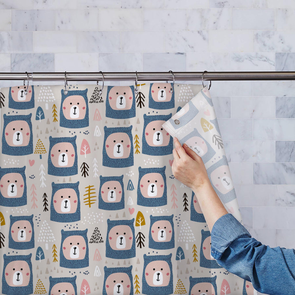 Bear Portrait D2 Washable Waterproof Shower Curtain-Shower Curtains-CUR_SH_EL-IC 5008420 IC 5008420, Animals, Animated Cartoons, Art and Paintings, Baby, Caricature, Cartoons, Children, Christianity, Decorative, Drawing, Festivals and Occasions, Festive, Hand Drawn, Holidays, Illustrations, Kids, Patterns, Scandinavian, Signs, Signs and Symbols, Wooden, bear, portrait, d2, washable, waterproof, shower, curtain, animal, art, backdrop, brush, cartoon, childish, christmas, ball, cute, decoration, design, doodl