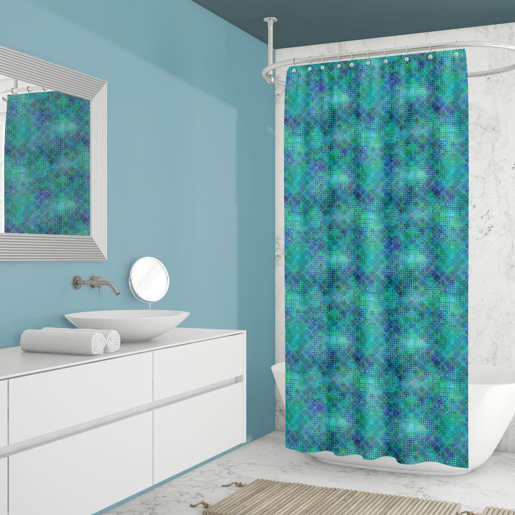 Geometric Poly Polka Dot Washable Waterproof Shower Curtain-Shower Curtains-CUR_SH_EL-IC 5008424 IC 5008424, Abstract Expressionism, Abstracts, Art and Paintings, Circle, Decorative, Digital Art, Dots, Geometric, Geometric Abstraction, Patterns, Semi Abstract, poly, polka, dot, washable, waterproof, shower, curtain, abstract, backdrop, background, circles, colorful, colors, continuity, curve, digital, art, pattern, green, irregular, low, ornament, pixel, point, polygonal, repeating, repetition, seam, seamle