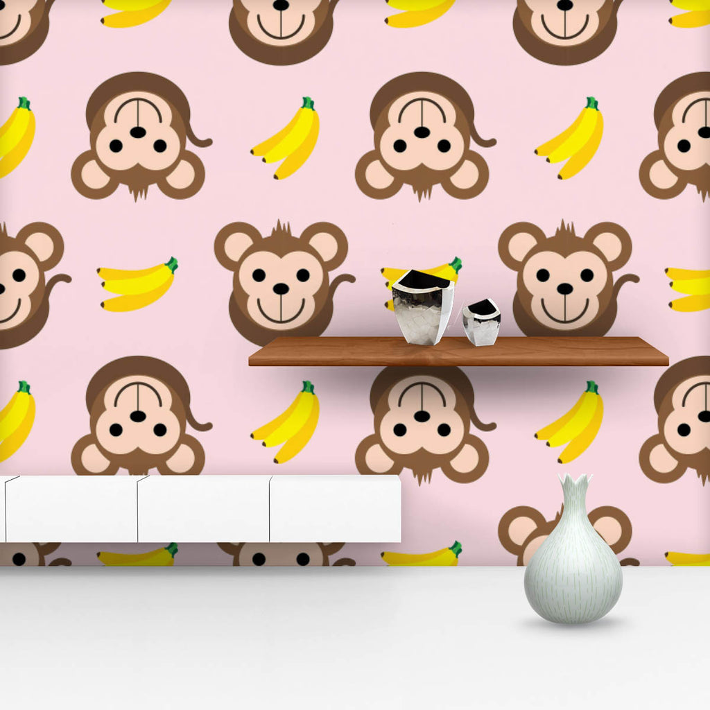 Monkey & Banana Wallpaper Roll-Wallpapers Peel & Stick-WAL_PA-IC 5008425 IC 5008425, Animals, Animated Cartoons, Art and Paintings, Baby, Black and White, Caricature, Cartoons, Children, Decorative, Digital, Digital Art, Drawing, Fashion, Graphic, Illustrations, Kids, Modern Art, Patterns, Signs, Signs and Symbols, Symbols, White, Wildlife, monkey, banana, wallpaper, roll, adorable, animal, ape, art, backdrop, background, beautiful, cartoon, character, cheerful, chimpanzee, color, colorful, cute, decoration