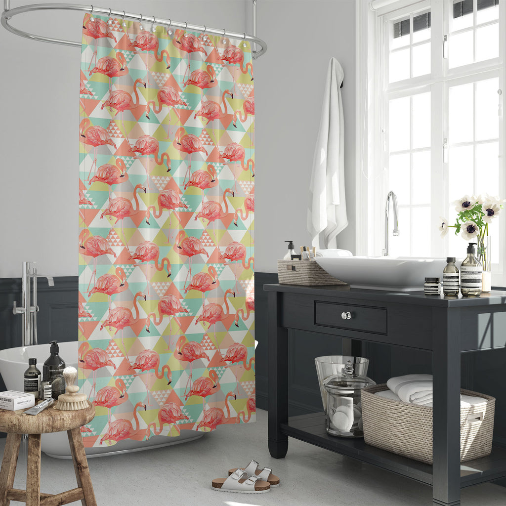 Jungle Pink Flamingos Washable Waterproof Shower Curtain-Shower Curtains-CUR_SH_EL-IC 5008429 IC 5008429, Abstract Expressionism, Abstracts, Animals, Art and Paintings, Birds, Black and White, Botanical, Cities, City Views, Decorative, Drawing, Fashion, Floral, Flowers, Geometric, Geometric Abstraction, Hawaiian, Illustrations, Nature, Patterns, Scenic, Semi Abstract, Signs, Signs and Symbols, Tropical, White, Wildlife, jungle, pink, flamingos, washable, waterproof, shower, curtain, abstract, aloha, animal,