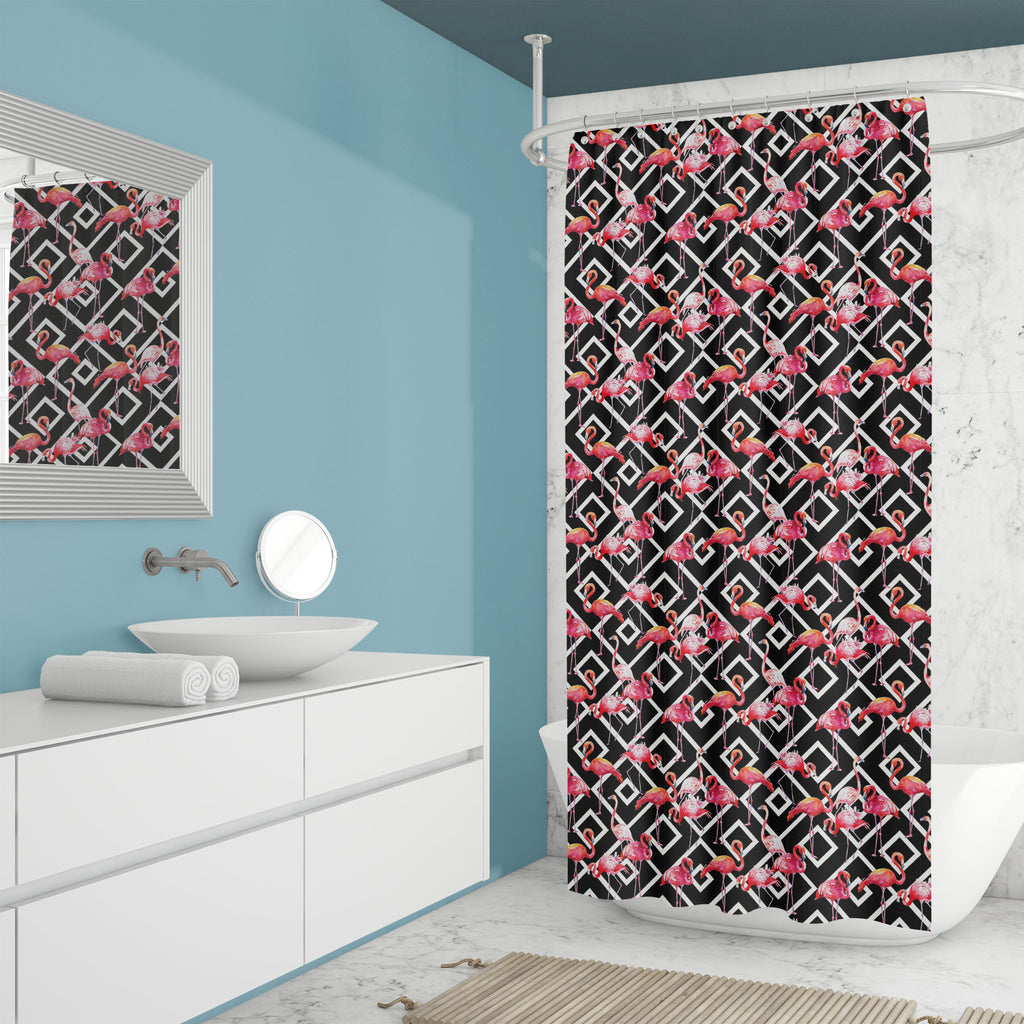 Watercolor Tropical Pink Flamingo Washable Waterproof Shower Curtain-Shower Curtains-CUR_SH_EL-IC 5008440 IC 5008440, Abstract Expressionism, Abstracts, Animals, Automobiles, Birds, Black, Black and White, Botanical, Cities, City Views, Floral, Flowers, Hawaiian, Illustrations, Modern Art, Nature, Patterns, Scenic, Semi Abstract, Transportation, Travel, Tropical, Vehicles, Watercolour, White, watercolor, pink, flamingo, washable, waterproof, shower, curtain, abstract, animal, artistic, beach, bird, cute, de