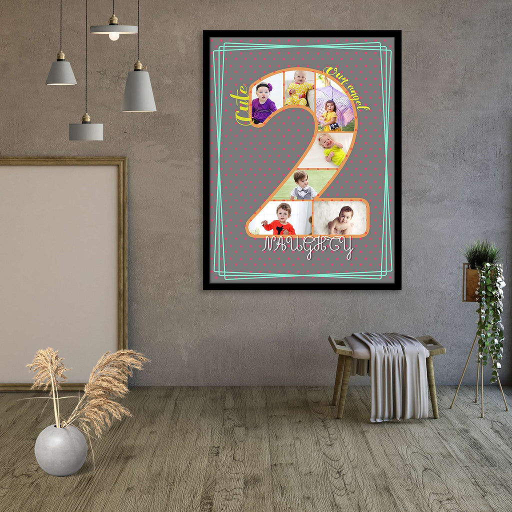 Two Years Bonding Personalised Custom Photo Collage Frame Gift for Birthday, Anniversary, Parents, Friends Family