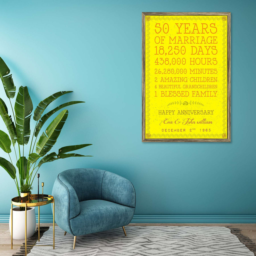 50 Years Happy Anniversary Personalised Custom Photo Collage Gift for Birthday, Anniversary, Parents, Friends & Family - Personalized Typography Art Collage - ArtzFolio.com