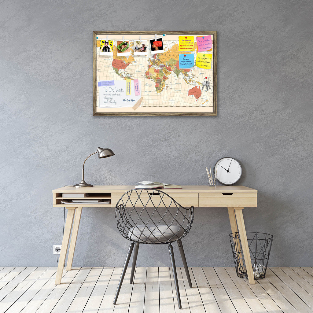 Vintage World Map D2 Bulletin Board Notice Pin Board Soft Board | Framed-Bulletin Boards Framed-BLB_FR-IC 5012013 IC 5012013, African, American, Ancient, Art and Paintings, Asian, Chinese, Cities, City Views, Countries, German, Grid Art, Historical, Illustrations, Italian, Japanese, Maps, Medieval, Paintings, Retro, Spanish, Vintage, world, map, d2, bulletin, board, notice, pin, soft, framed, vector, asia, country, europe, grid, earth, australia, color, africa, japan, river, usa, italy, spain, uk, germany, 