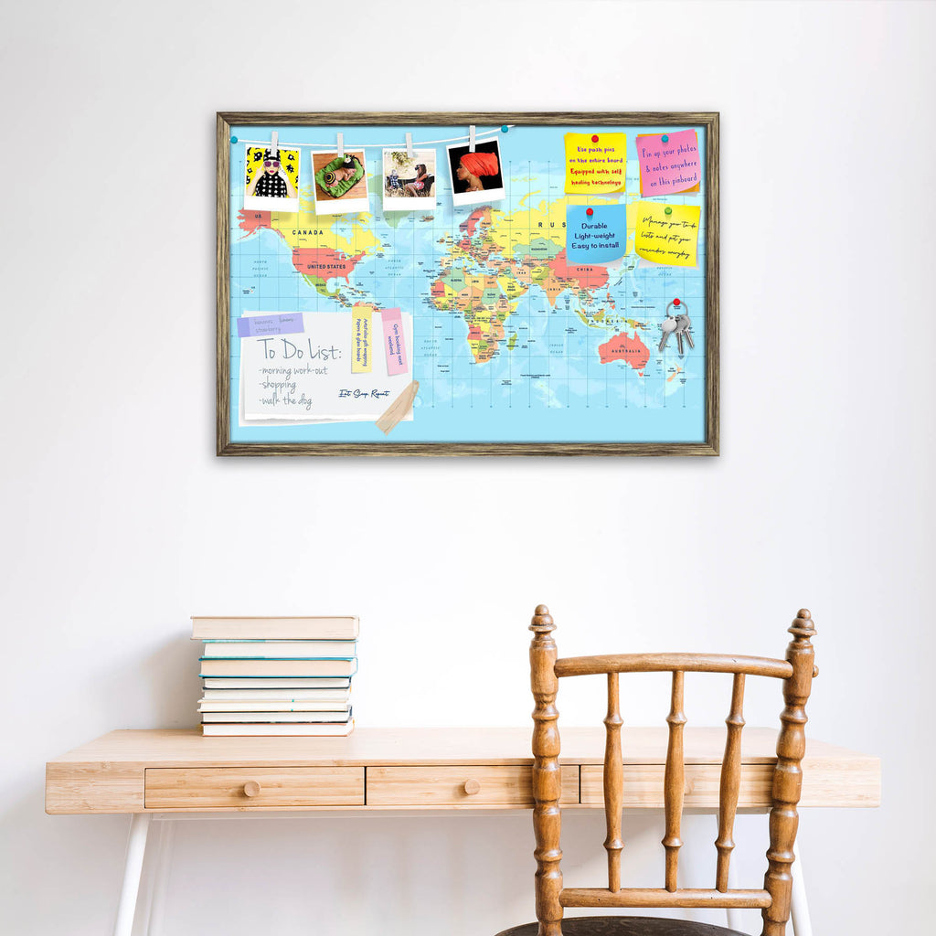 World Map D3 Bulletin Board Notice Pin Board Soft Board | Framed-Bulletin Boards Framed-BLB_FR-IC 5012050 IC 5012050, Abstract Expressionism, Abstracts, African, American, Ancient, Asian, Astronomy, Automobiles, Cosmology, Countries, Historical, Illustrations, Maps, Medieval, Semi Abstract, Signs, Signs and Symbols, Space, Transportation, Travel, Vehicles, Vintage, world, map, d3, bulletin, board, notice, pin, soft, framed, political, detail, vector, atlas, europe, flat, color, asia, earth, illustration, us