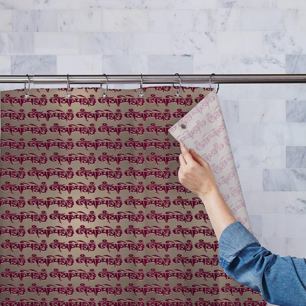 Om Mani Padme Hum Mantra Washable Waterproof Shower Curtain-Shower Curtains-CUR_SH_EL-IC 5015003 IC 5015003, Asian, Black, Black and White, Buddhism, Calligraphy, Digital, Digital Art, God Buddha, God Shiv, Graphic, Hinduism, Illustrations, Indian, Patterns, Religion, Religious, Signs, Signs and Symbols, Spiritual, Symbols, Text, White, om, mani, padme, hum, mantra, washable, waterproof, shower, curtain, buddha, seamless, lotus, yoga, asia, aum, backdrop, background, burst, hindu, illustration, india, ink, 
