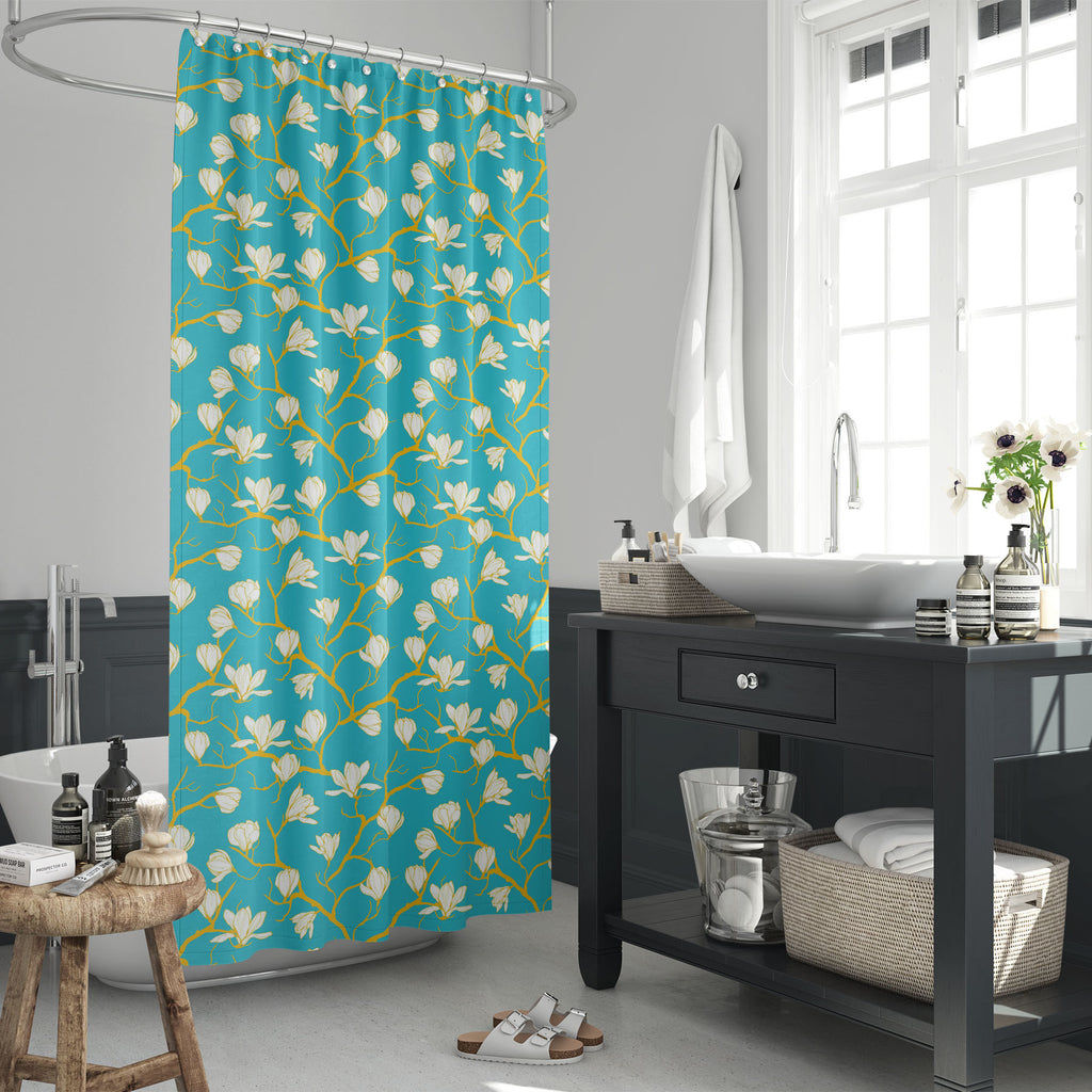 Floral Magnolia D2 Washable Waterproof Shower Curtain-Shower Curtains-CUR_SH_EL-IC 5015011 IC 5015011, Ancient, Botanical, Drawing, Fashion, Floral, Flowers, Historical, Illustrations, Love, Medieval, Nature, Patterns, Retro, Romance, Scenic, Signs, Signs and Symbols, Vintage, magnolia, d2, washable, waterproof, shower, curtain, flower, pattern, seamless, vector, arrangement, background, fabric, garden, summer, wallpaper, artwork, backdrop, beautiful, beauty, bloom, blossom, bouquet, branch, color, colorful