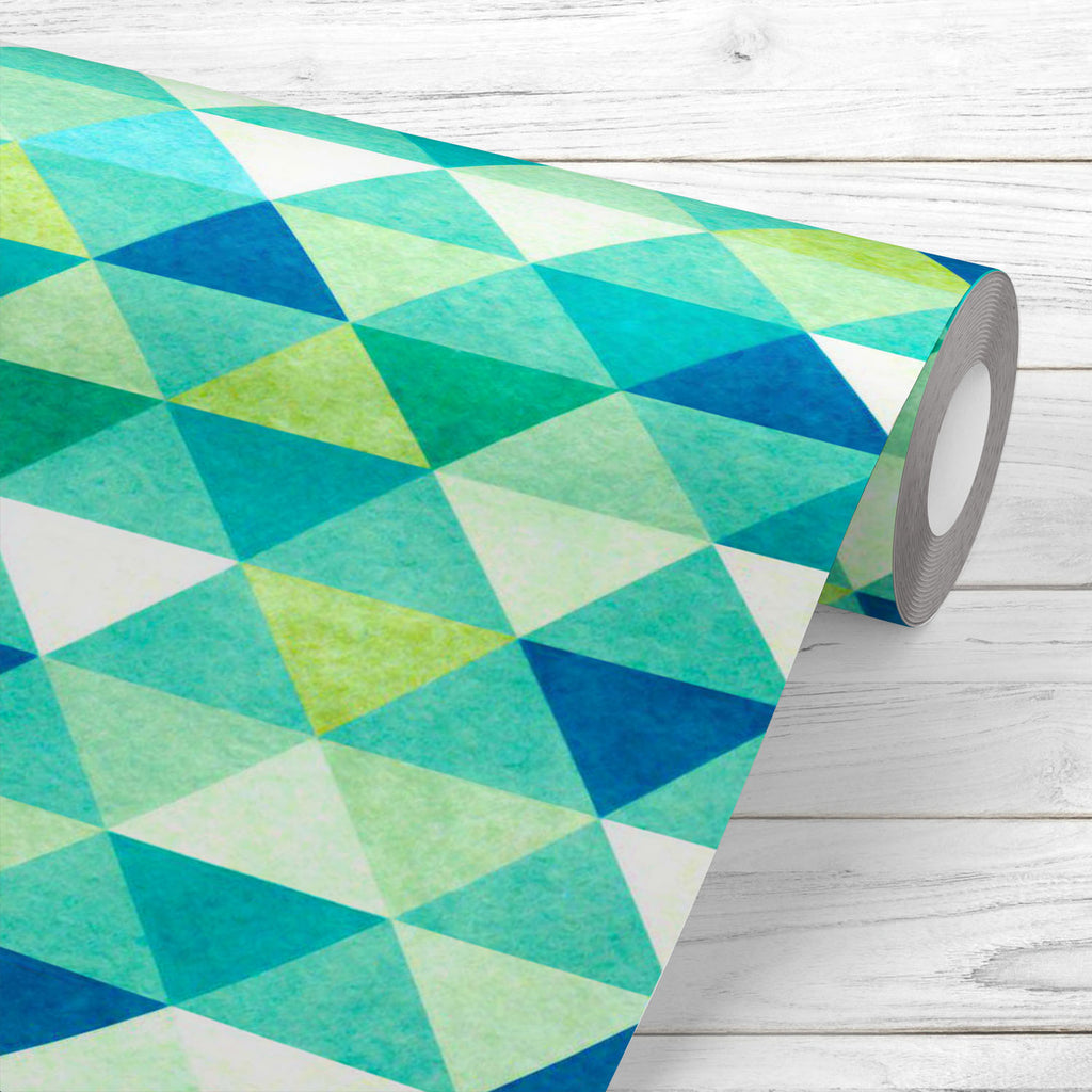 Blue Triangles Wallpaper Roll-Wallpapers Peel & Stick-WAL_PA-IC 5015017 IC 5015017, Abstract Expressionism, Abstracts, Ancient, Culture, Diamond, Ethnic, Geometric, Geometric Abstraction, Historical, Medieval, Patterns, Retro, Semi Abstract, Signs, Signs and Symbols, Traditional, Triangles, Tribal, Vintage, World Culture, blue, wallpaper, roll, pattern, texture, paper, seamless, background, geometry, green, wool, abstract, classic, fabric, symmetry, color, diagonal, harlequin, simple, triangle, argyle, blan
