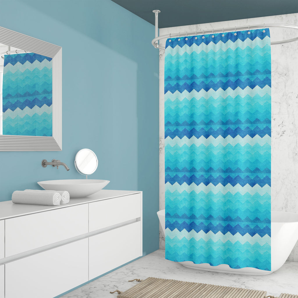 Blue Chevron Washable Waterproof Shower Curtain-Shower Curtains-CUR_SH_EL-IC 5015026 IC 5015026, Ancient, Chevron, Culture, Ethnic, Fashion, Geometric, Geometric Abstraction, Herringbone, Historical, Medieval, Patterns, Retro, Signs, Signs and Symbols, Traditional, Tribal, Vintage, World Culture, blue, washable, waterproof, shower, curtain, pattern, background, water, sea, seamless, fabric, grey, old, print, zigzag, design, grunge, wool, classic, tweed, twill, weave, beige, brick, clothes, clothing, dimensi