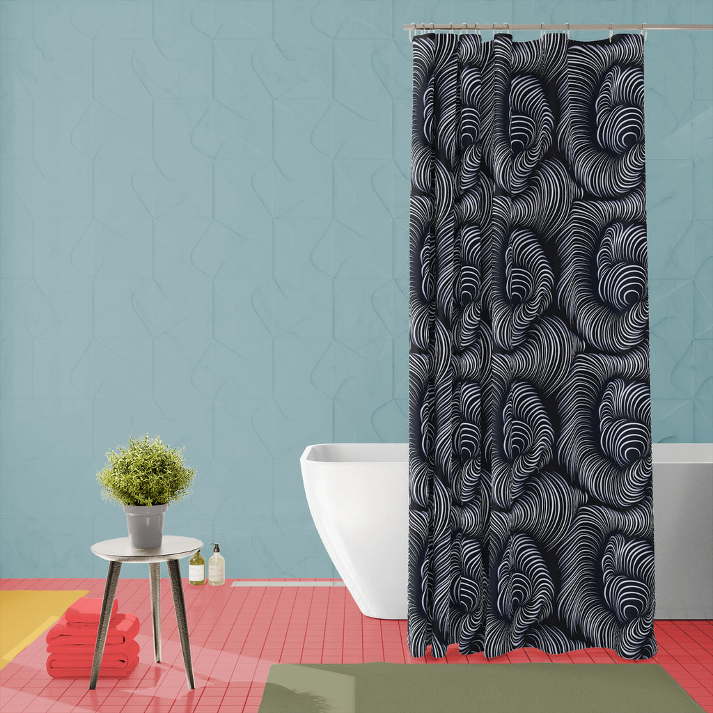 Abstract Waves D12 Washable Waterproof Shower Curtain - Shower Curtains - ArtzFolio.com
