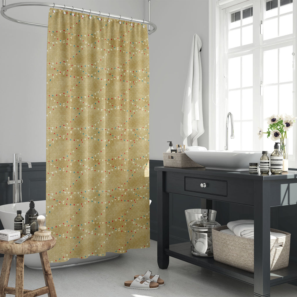 Colorful Bunting Flags D2 Washable Waterproof Shower Curtain-Shower Curtains-CUR_SH_EL-IC 5015059 IC 5015059, Ancient, Birthday, Decorative, Dots, Festivals, Festivals and Occasions, Festive, Flags, Historical, Holidays, Medieval, Patterns, Triangles, Vintage, colorful, bunting, d2, washable, waterproof, shower, curtain, background, paper, seamless, texture, flag, fun, triangle, beach, beige, blue, bright, carnival, celebration, color, day, decoration, enjoyment, event, fair, feast, festival, garland, gloss