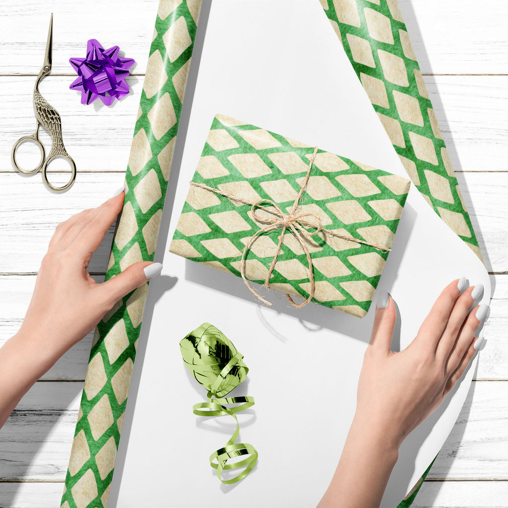 Green Harlequin Art & Craft Gift Wrapping Paper-Wrapping Papers-WRP_PP-IC 5015101 IC 5015101, Abstract Expressionism, Abstracts, Ancient, Culture, Diamond, Ethnic, Geometric, Geometric Abstraction, Hand Drawn, Historical, Medieval, Patterns, Retro, Semi Abstract, Signs, Signs and Symbols, Traditional, Tribal, Vintage, World Culture, green, harlequin, art, craft, gift, wrapping, paper, pattern, texture, cute, background, blue, seamless, square, beige, blanket, socks, abstract, argyle, backdrop, classic, colo