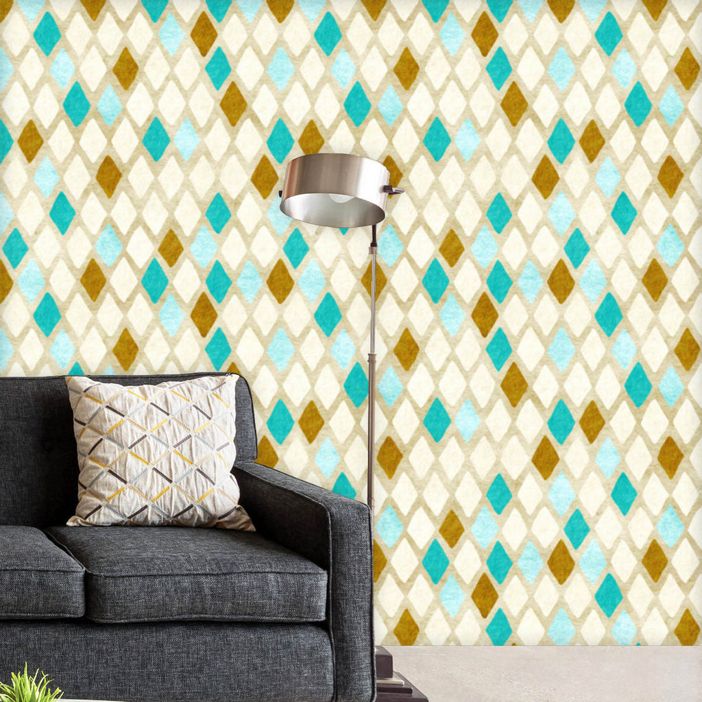 Blue Gold Harlequin Wallpaper Roll-Wallpapers Peel & Stick-WAL_PA-IC 5015104 IC 5015104, Abstract Expressionism, Abstracts, Ancient, Culture, Diamond, Ethnic, Geometric, Geometric Abstraction, Hand Drawn, Historical, Medieval, Patterns, Retro, Semi Abstract, Signs, Signs and Symbols, Traditional, Tribal, Vintage, World Culture, blue, gold, harlequin, wallpaper, roll, pattern, mustard, background, abstract, argyle, backdrop, beige, blanket, classic, color, concept, cute, delicate, design, diagonal, fabric, g