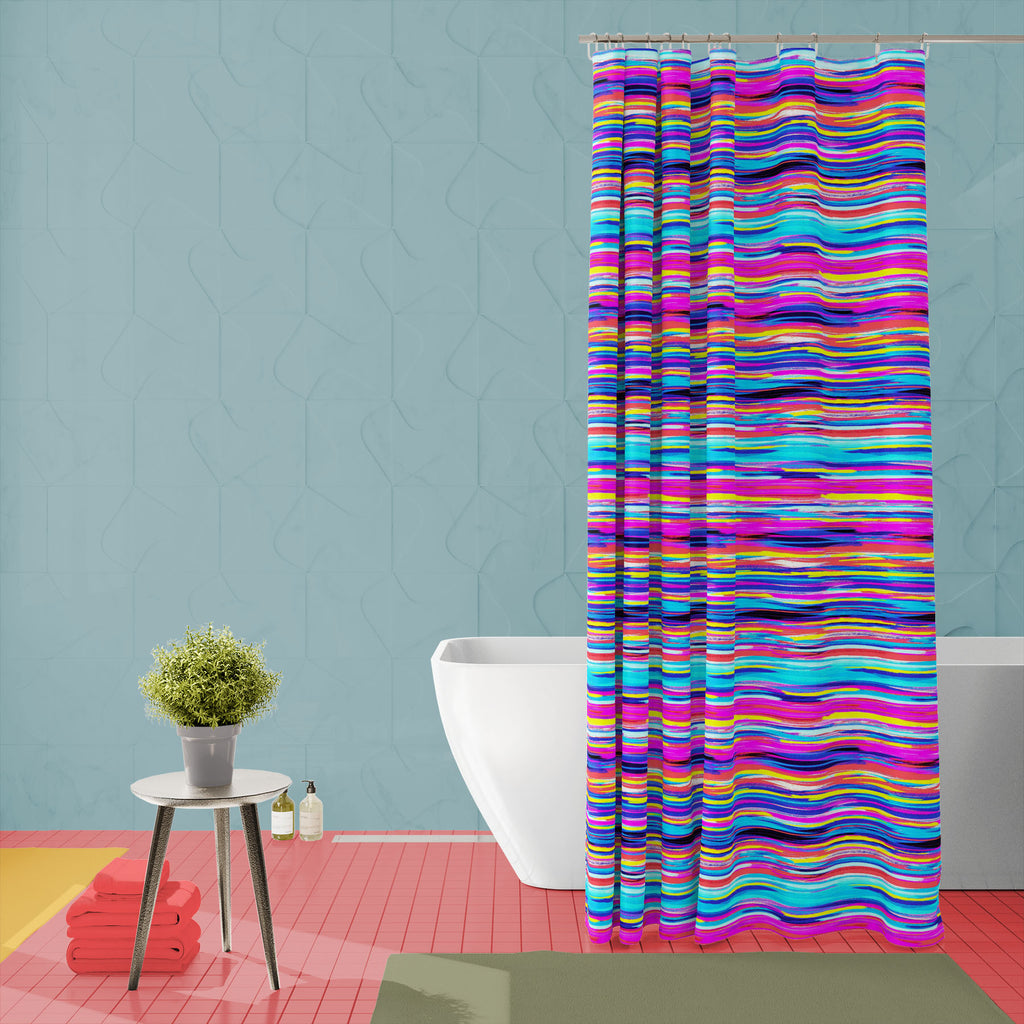 Abstract Stripes Tiles Washable Waterproof Shower Curtain - Shower Curtains - ArtzFolio.com