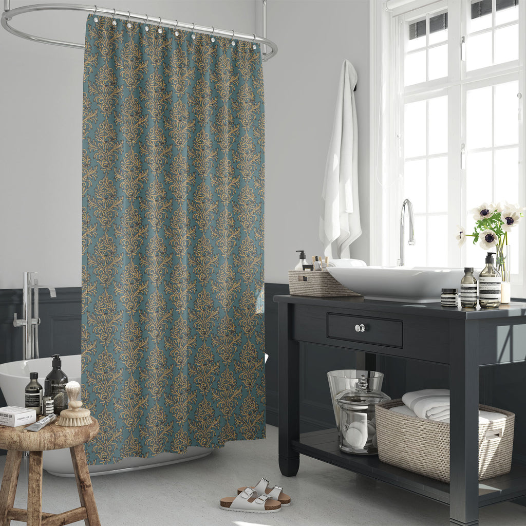 Damascus Floral Pattern Washable Waterproof Shower Curtain-Shower Curtains-CUR_SH_EL-IC 5015118 IC 5015118, Ancient, Art and Paintings, Baroque, Botanical, Damask, Decorative, Floral, Flowers, Historical, Illustrations, Medieval, Nature, Patterns, Pets, Renaissance, Retro, Rococo, Signs, Signs and Symbols, Victorian, Vintage, damascus, pattern, washable, waterproof, shower, curtain, wallpaper, antique, art, backdrop, background, blue, carpet, curl, curve, decoration, design, elegance, fashioned, flourish, f