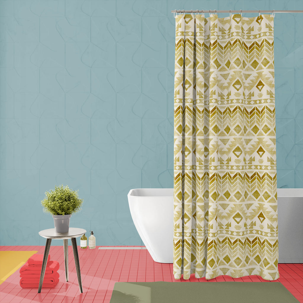 Tribal Ikat Pattern D6 Washable Waterproof Shower Curtain-Shower Curtains-CUR_SH_EL-IC 5015136 IC 5015136, Aztec, Christianity, Culture, Ethnic, Geometric, Geometric Abstraction, Ikat, Patterns, Signs, Signs and Symbols, Traditional, Tribal, World Culture, pattern, d6, washable, waterproof, shower, curtain, background, subtle, backdrop, christmas, delicate, design, drawn, hand, native, old, paper, seamless, texture, trendy, winter, artzfolio, shower curtain, bathroom curtain, eyelet shower curtain, waterpro