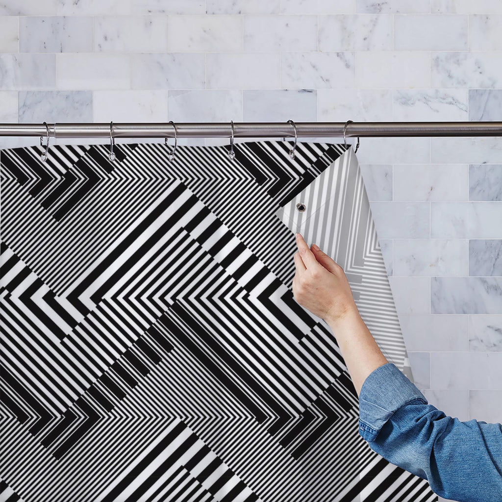 Abstract Geometric Stripes D3 Washable Waterproof Shower Curtain - Shower Curtains - ArtzFolio.com